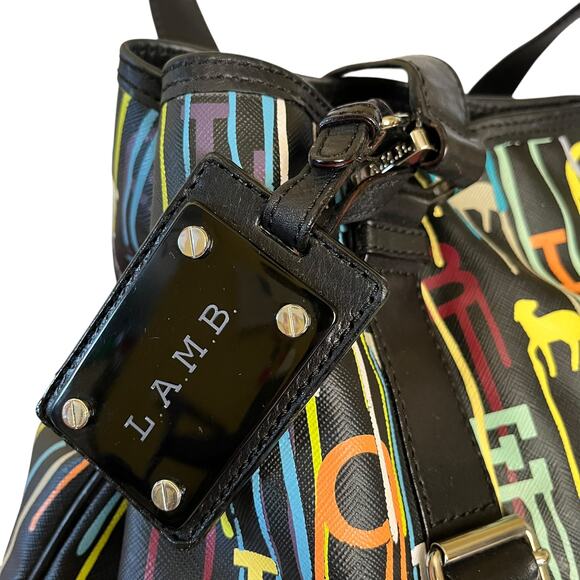 L.A.M.B. Williamsfield Jackson Signature Graffiti Paint Drip Tote - Y2K LAMB Bag - Picture 7 of 10